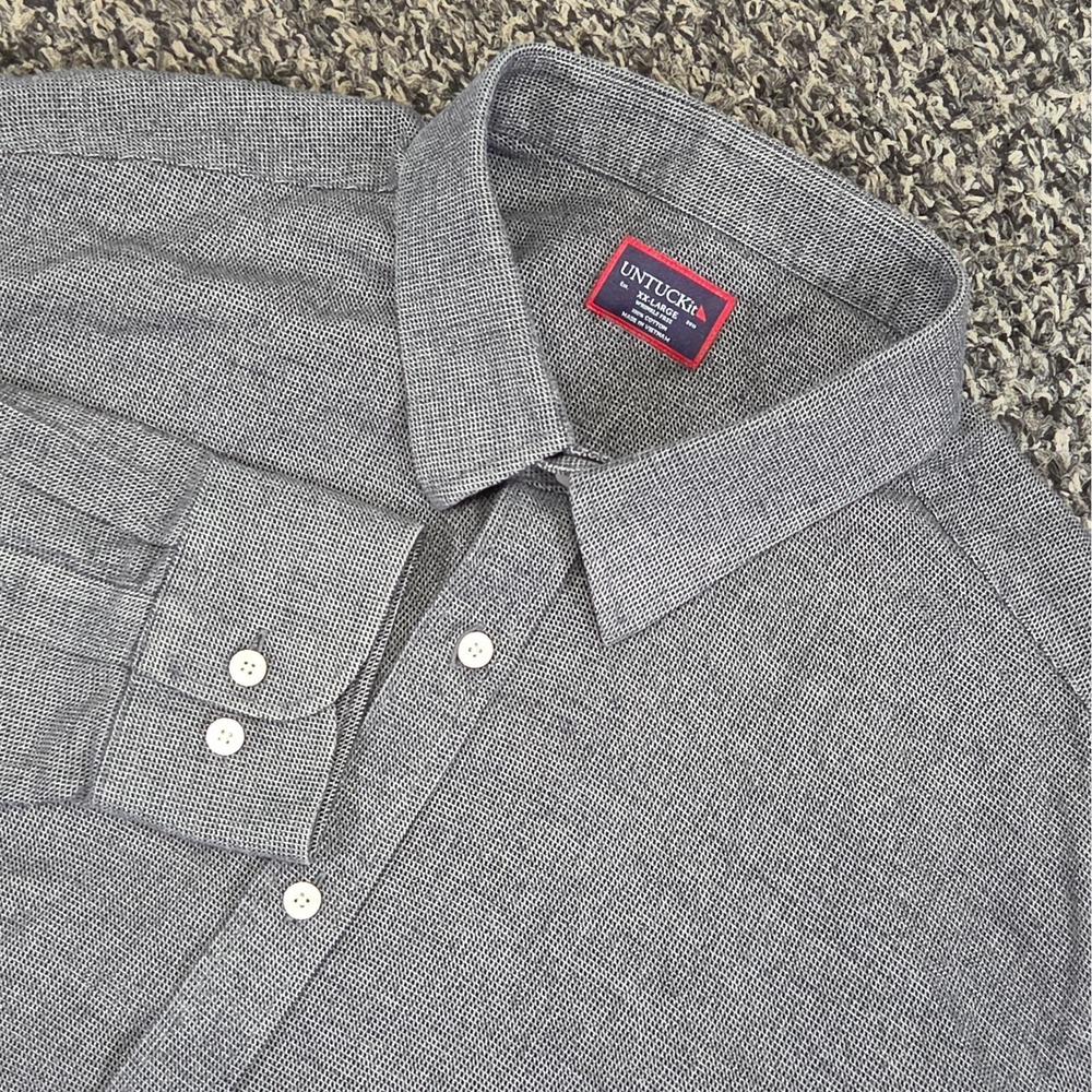 UNTUCKit Veneto WF Long Sleeve Mens 2XL XXL Gray Wrinkle Free 100% Cotton